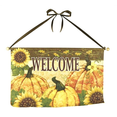 Welcome Greeting Flag w/ Rod - Autumn Thanksgiving Garden Flag