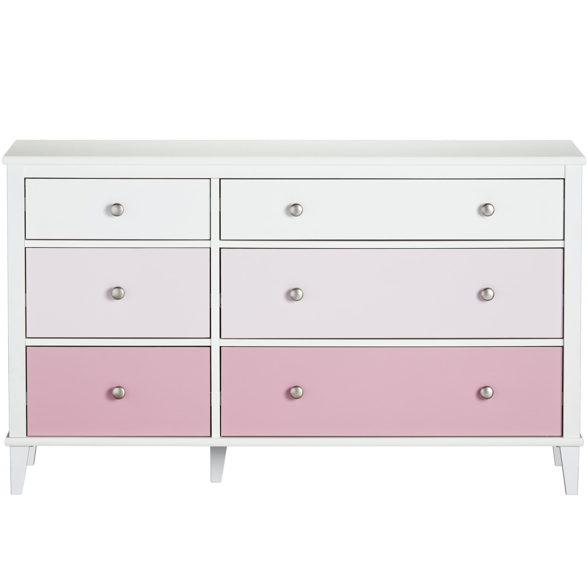 Little Seeds Monarch Hill Poppy 6-Drawer Dresser, White/Pink