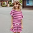 thumbnail image 5 of Abcomgle Short Sets for Girls 7-8 Girls 2 Piece Outfits Floral Print Ruffle Sleeve T-Shirts and Elastic Waist Shorts Cute Trendy Girls Short Sets 14-15 Years,Hot Pink, 5 of 5