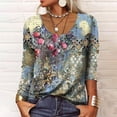 thumbnail image 1 of Puntoco Mujer Casual Camiseta Manga Larga Cuello Redondo Floral Impreso Botones Blusa tops Puntoco Puntoco-501, 1 of 6