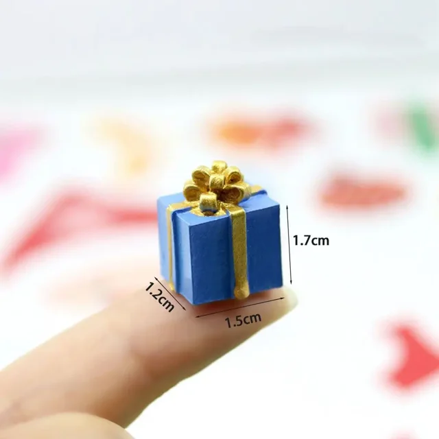 Mini caja de regalo de Navidad de 5-20 piezas, simulación de resina a escala 1/12, bonito regalo para niños, escritorio, casa de muñecas, jardín, coche, decoración del hogar(05 15 Pcs