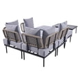 thumbnail image 5 of Glavbiku Modern 6 Seater Patio Sectional Sofa Set with Square Coffee Table Set for Garden, Beige, 5 of 14