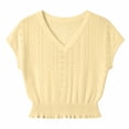 thumbnail image 3 of CUSTG Casual T-Shirts For Women Summer Short Sleeve Solid Color Fashionable T Shirt Classic Tops, 3 of 3