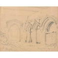 thumbnail image 2 of John Sell Cotman 24x20 Black Ornate Framed Double Matted Museum Art Print Titled: Interior of the Ruins of Yarmouth Priory (1811), 2 of 5