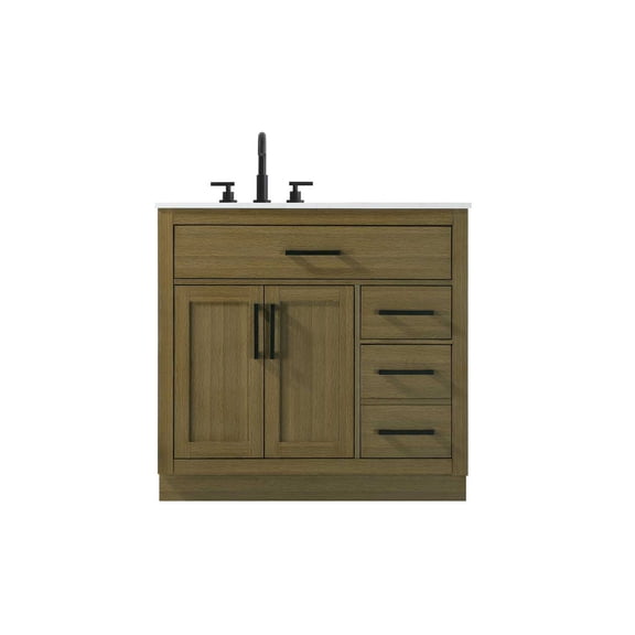 Elegant Kitchen and Bath Alden 36 inch Single Bathroom Vanity in Chestnut Brown
