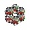 thumbnail image 7 of 15 Inch Round Placemats Set of 6, Christmas Red Truck Non Slip Heat Insulation PP Table Mats, Xmas Tree Bow Farm White Black Plaid Washable Place Mats for Kitchen Dining Party Table Decor, 7 of 7