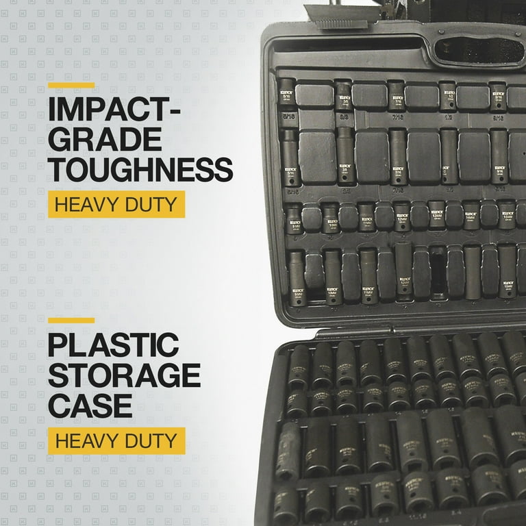 Klutch Impact Socket Set, 94-Pc. 3/8in.- & 1/2in.-Drive, SAE