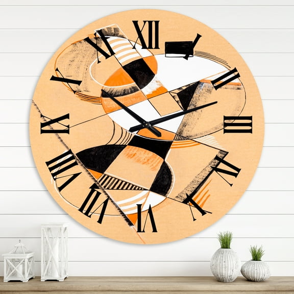 Designart 'Colored Geometric Abstract Compositions V' Modern Wall Clock