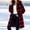Wine, variant on QSAWXQZ Women's Plaid Hooded Fleece Coat Long Sleeve Full Zip Pockets Casual Knee Length Outerwear S