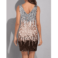 thumbnail image 4 of PrettyGuide Sleeveless Women's Vintage Sequin Dress V Neck Bodycon Mini Fit and Pencil Glitter Party Clubwear Silver & Rose Gold & Coffee(beige lining), 4 of 6