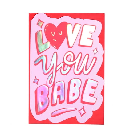 Valentine’s Day Jumbo Greeting Card, Pink and Red "Love You Babe", 1 Count by Way to Celebrate