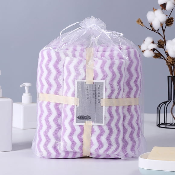 Juego de toallas de baño, conjunto de algodón suave de lujo, absorbente alto, morado