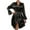 Black, variant on Kaemgyyd Women Satin Silk Robe Knee Length Lightweight Short Bathrobe Ruffle Long Sleeve Lace Belted Nightdress Sleepwear