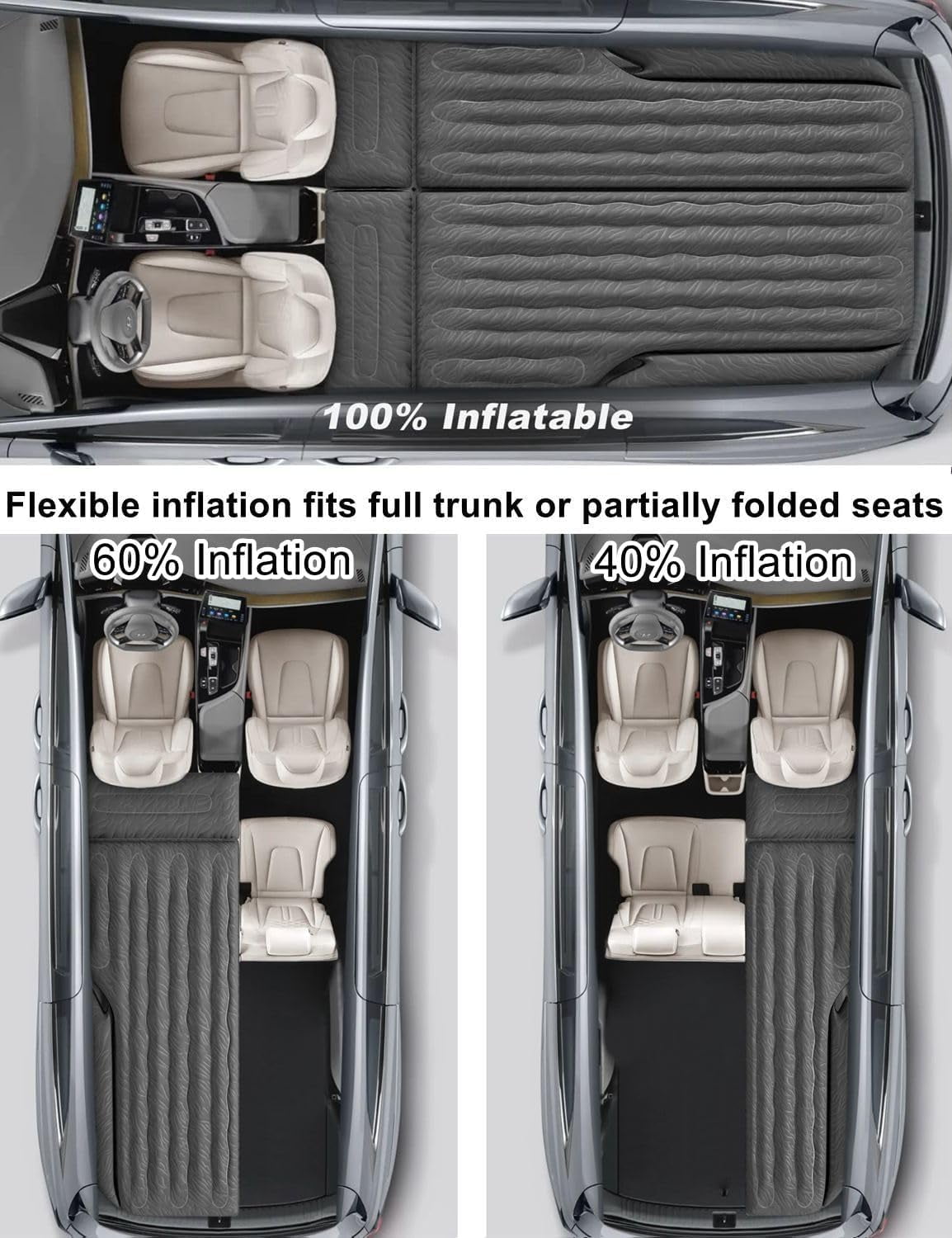 Umbrauto SUV Air Mattress for Car Camping, Leakproof & Quick Inflation Sleeping Airbed with Electric Pump, Fits Most Compact, Mid-Size & Full-Size SUV Trunks for Road Trip Travel