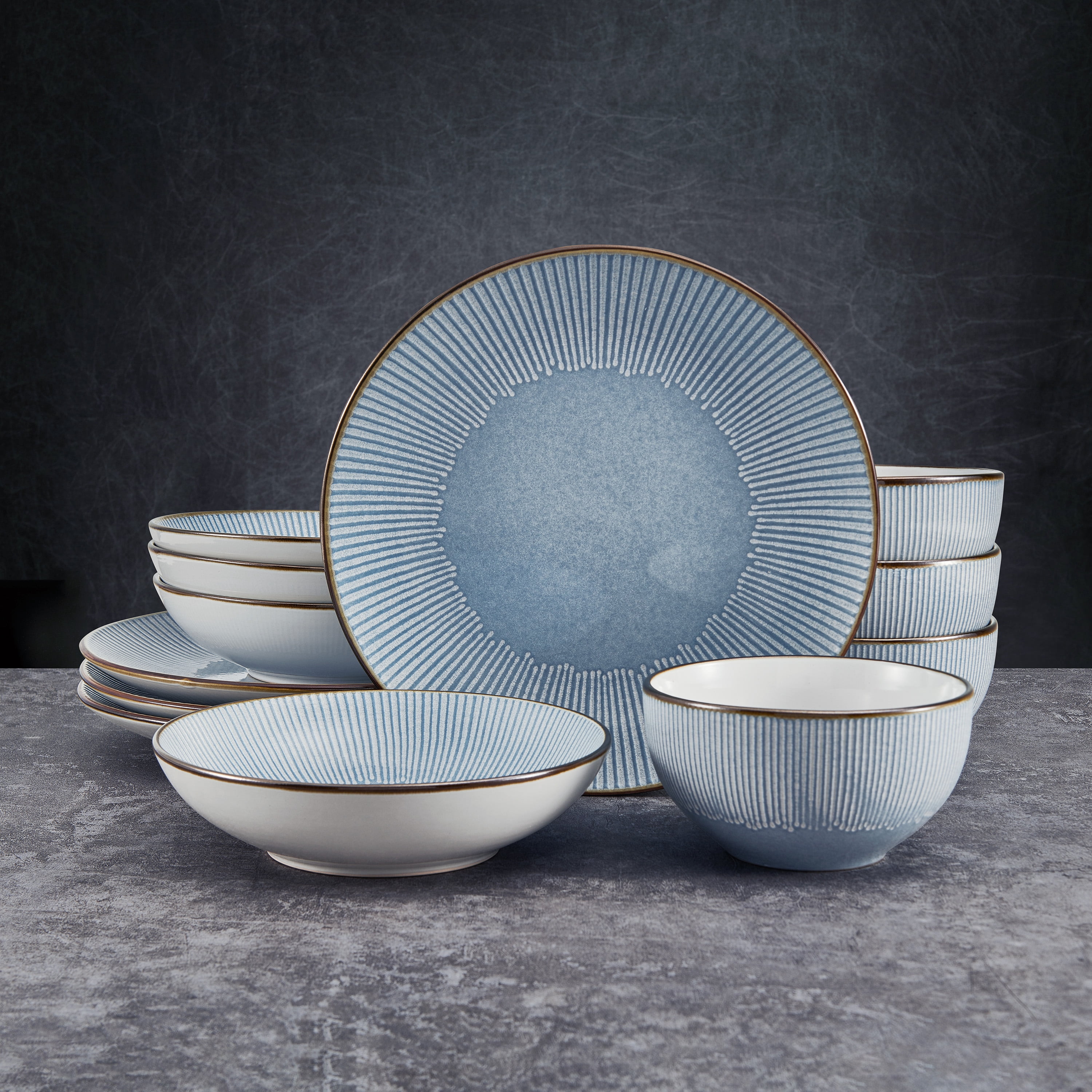 Pfaltzgraff Arlie 12 Piece Stoneware Dinnererware Set Blue