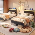 thumbnail image 3 of Bolvdo Twin Bed Frame with Headboard & Footboard, LED Light, Charging Station, Underbed Storage, Black, 3 of 8