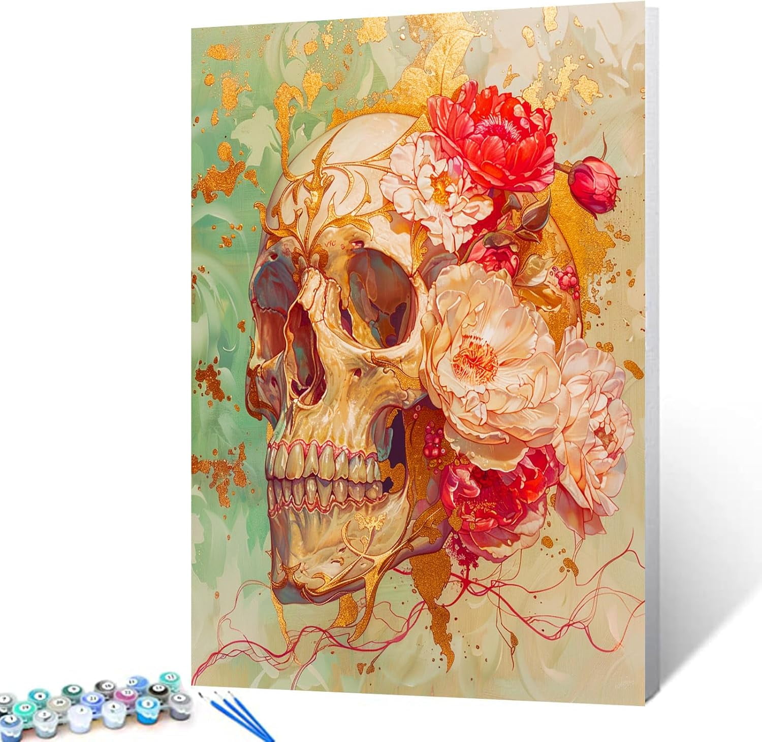Halloween Paint By Numbers Kit For Adults-Skull Number Painting For Adults,Skeleton Adult Paint By Number Kits On Canvas For Decoration Gift16X20Inch