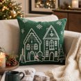 thumbnail image 6 of Talqzovs Christmas Decorative Throw Pillows , 18x18 Gingerbread House Embroidered Cushions for Sofa Couch Bed Living Room Indoor Xmas Home Decor, 6 of 7