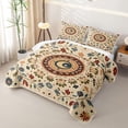 thumbnail image 3 of Homewish Boho Mandala Floral Quilt Full,Vintage Botanical Full Bedspread Sets,Cream Blue,3 Pieces, 3 of 7
