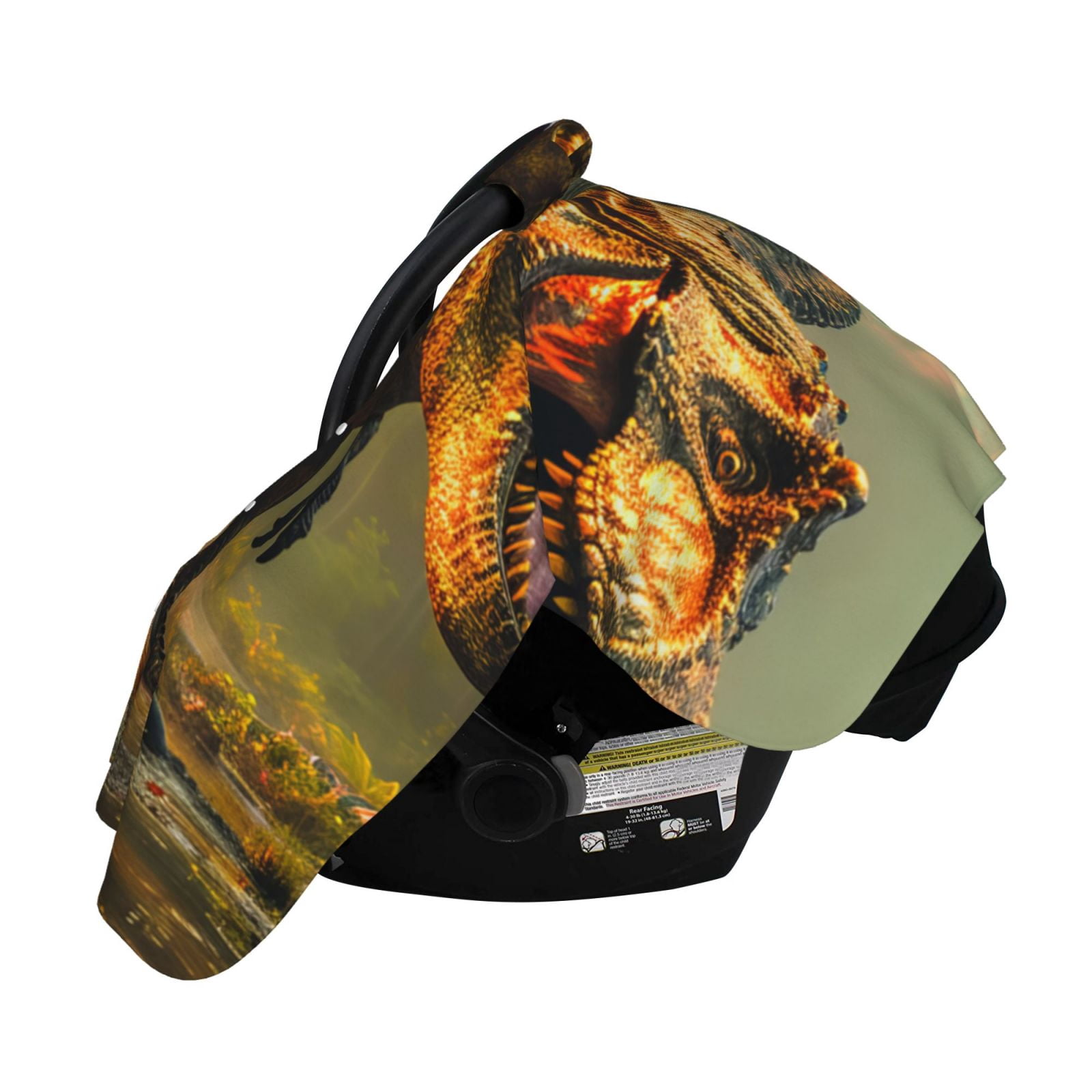Naloa Realistic Style Forest Dinosaur Baby Car Seat Cover, Breathable Baby Carrier Cover, Multiuse Baby Carrier Cover & Nursing Breastfeeding Cover