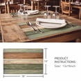 thumbnail image 3 of Placemats 1 Pack, Farmhouse Sage Green Brown Woven Placemat, Linen Place Mats for Kitchen/Dining Tables, Vintage Wooden Striped Washable Table Mats for Party, 3 of 8