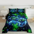 thumbnail image 2 of jejeloiu Game Console Queen Comforter Set,Gamer Gaming Bedding Sets,Green Blue Geometric Bedding Comforter Set For Boys,Breathable Bedroom Decorative Reversible,3-Piece, 2 of 8