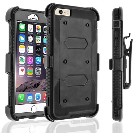 iPhone 6S Case, iPhone 6 Case, [SUPER GUARD] Dual Layer Protection With [Built-in Screen Protector] Holster Locking Belt Clip+Circle(TM) Stylus Touch Screen Pen