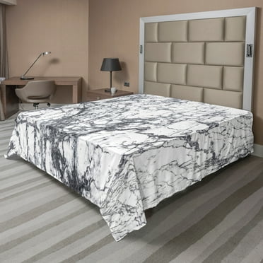 Ambesonne Abstract Flat Sheet, Surreal Abstract, King Size, Grey White