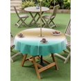 thumbnail image 4 of Outdoor Tablecloth with Umbrella Hole for Patio/Picnic/Party/Camping, Beige Teal Ombre Waterproof Table Cloth Round Cover Washable, Turquoise Farmhouse Aesthetic Gradient (Dia 54"), 4 of 9