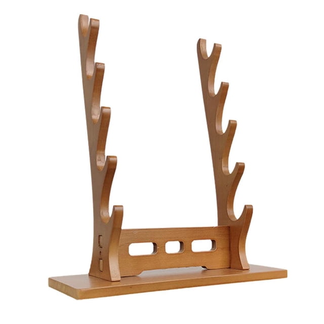 Wooden Flute Stand Display Rack - Multi-Tier Desktop Holder for Soprano, Recorder, Bamboo Flute, Irish Whistles, Woodwind Instruments, Walnut Organizer for Collecting, Storing, and Displaying