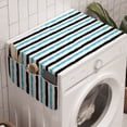 thumbnail image 1 of Abstract Washing Machine Organizer, Paintbrush Large Color Bands Simplistic Horizontal Lines Stripes, Anti-slip Fabric Top Cover for Washer and Dryer, Aqua Black White, by Ambesonne, 1 of 1