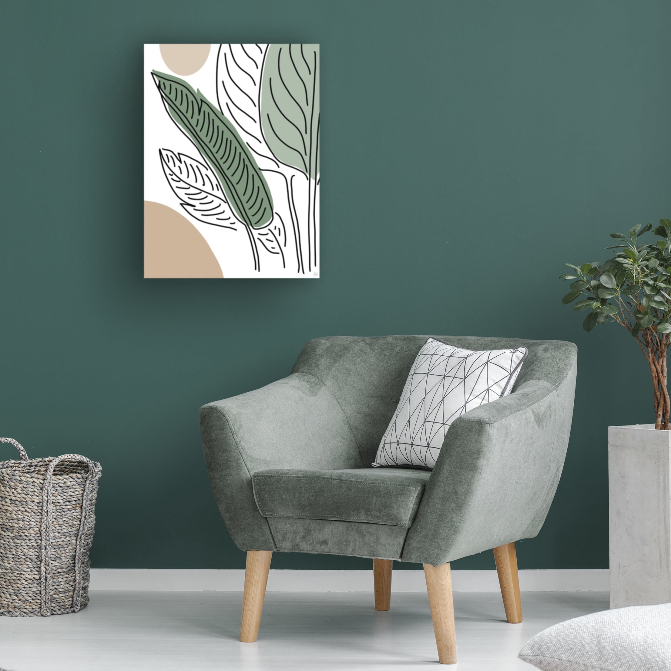Canvas Wall Art - Line and Brush 'Ferns By Lines 1' Wall Art for Living Room, Bedroom, or Office Décor by Trademark Fine Art - 14 x 19 Inches