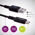 thumbnail image 2 of Philips USB-C to USB-A Charging Cable 2 Pack, 3 ft Long Cord, Sync & Charge, USB-C Cable, Compatible W/iPad Pro, MacBook Pro, Samsung Galaxy S9/S8, Black, 2 of 8