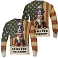 thumbnail image 3 of Freedom Paws Patriotic Bernese Mountain Dog Vintage Memorial Day All Over Print 3D Sweatshirt Unisex Merch Berner Lover Gifts - 12006, 3 of 6