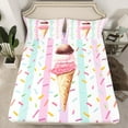 thumbnail image 2 of Homewish Ice Cream Popsicle 3pcs Twin Sheet Sets for Boys Girls Teens,Kawaii Fast Food Twin Fitted Sheet,Cartoon Geometric Stripes Breathable Flat Sheet,Ultra Soft Home Decor, 2 of 7