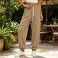 thumbnail image 1 of Riecok Sweatpants for Women Elastic Waist Drawstring Pants Pull on Tapered Sweat Pant Solid Workout Fall Trouser with Pockets Khaki S, 1 of 4