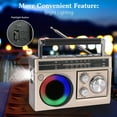 thumbnail image 3 of AM FM SW Radio Portable with Bluetooth Speaker, Illumination, USB TF Card Playing, Solar/USB-C Rechargeable Radios, Colorful Light, Transistor Radios Portable Emergency, Bluetooth Radio, 3 of 7