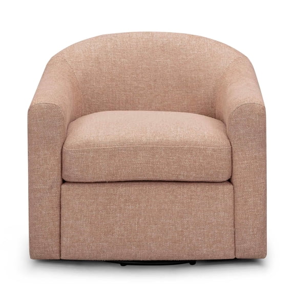 Pemberly Row Contemporary Accent Blush Basketweave Swivel Chair