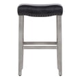 thumbnail image 3 of 29" Inch Upholstered Backless Saddle Seat Counter Stool, Antique Gray/Leather, 3 of 6