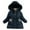 Navy, variant on Ruyang Winter Puffer Jackets for Girls Cinched Waist Furry Hooded Dress Parka Coat Pearl Padded Warm Long Zip Up Outwear