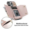 thumbnail image 5 of ShellTech for iPhone 13 Pro Case with Card Holder and Strap - Zipper Pocket,Crossbody Lanyard Strap,Credit Card Holder,Stand Ring,Cute Phone Wallet Case for Women,Rosegold, 5 of 10