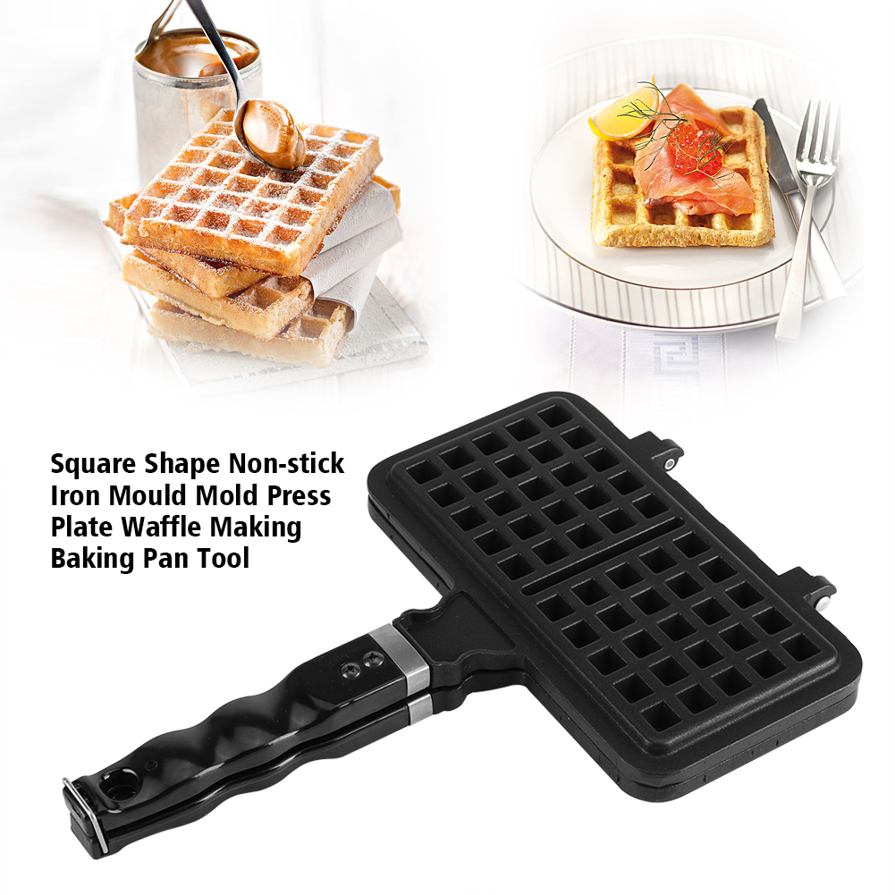 Non-Stick Waffle Baking Mold Pan Classic Waffle Maker Dual Head Household Kitchen Gas Square Waffle Maker Mould Mold Press Plate Baking Tool