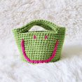 thumbnail image 1 of JM Bolso tejido a mano de lana pura, bolso sonriente, lindo caramelo, elegante color magenta, verde JM, 1 of 3