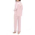 thumbnail image 5 of Bramtres Pajama Sets for Women 2 Piece Silk Pajamas Silk Like Pajamas Long Sleeve Set Two Piece Sleepwear Button Down Nightwear Loungewear Sets Satin Pajama Set Womens Pajama Sets Pink L, 5 of 6