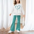 thumbnail image 6 of OGLCCG Tween Girls 2 Piece Outfits Long Sleeve Heart Printed Sweatshirts and Flare Leg Pant Lightweight 2pcs Outfit Set, Size 5-14 Years, 6 of 6