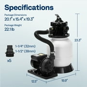 SPECSTAR 10 Sand Filter Pump 2087 GPH for Above Ground Pools up to 4,600 Gallons, 7-Way Valve with 22 lb Sand Capacity, Heavy-Duty Rust-Resistant Housing