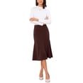 thumbnail image 5 of INSPIRE CHIC High Waisted Flared Skirts for Women's 1950s Solid Color Business Casual Midi Skirt M Brown, 5 of 7