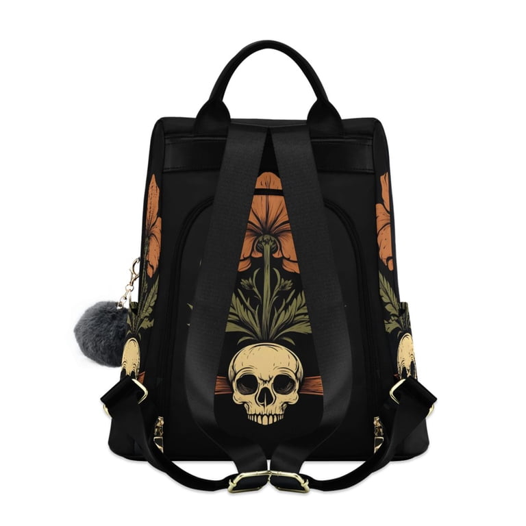 Black Graphic Skull Backpack for Women Amazon.com: SMALLBLUER 3D Relief Skull Backpack Steam Punk  main image 2