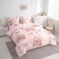 thumbnail image 4 of Manfei Pink Princess Crown 7 Pieces Bedding Comforter Set,Girl Fairy Tale Full Bedding Set,Dreamy Butterfly Fitted Sheet Flat Sheet For Teens,Breathable Home Decor Reversible, 4 of 9