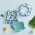 thumbnail image 5 of Girls Swimsuits Size 6-12M Bathing Suit Sleeveless Bikini Top Ruffle Shorts with Hat Beach Toddler 3 Piece Swimwear, 5 of 9
